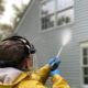 pressure washing a house