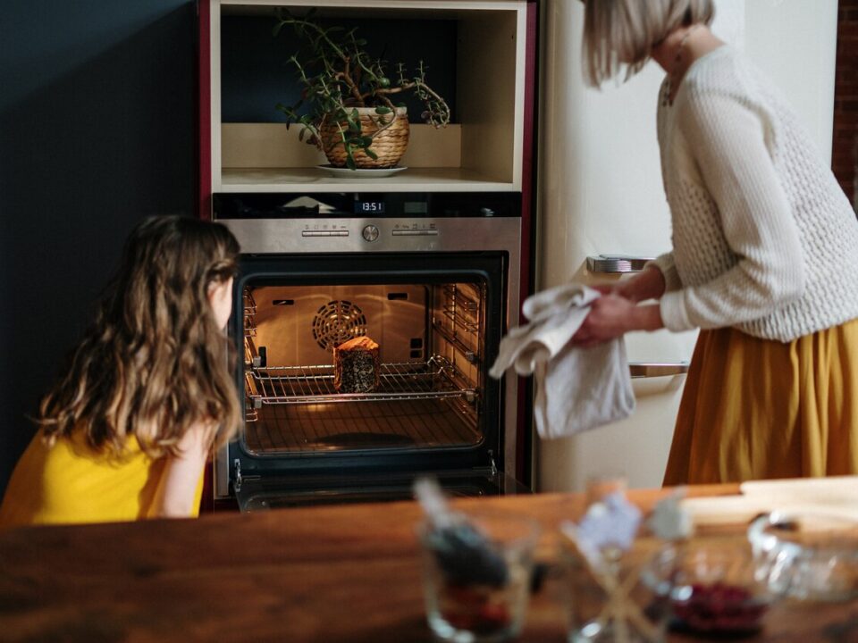 family using a stove