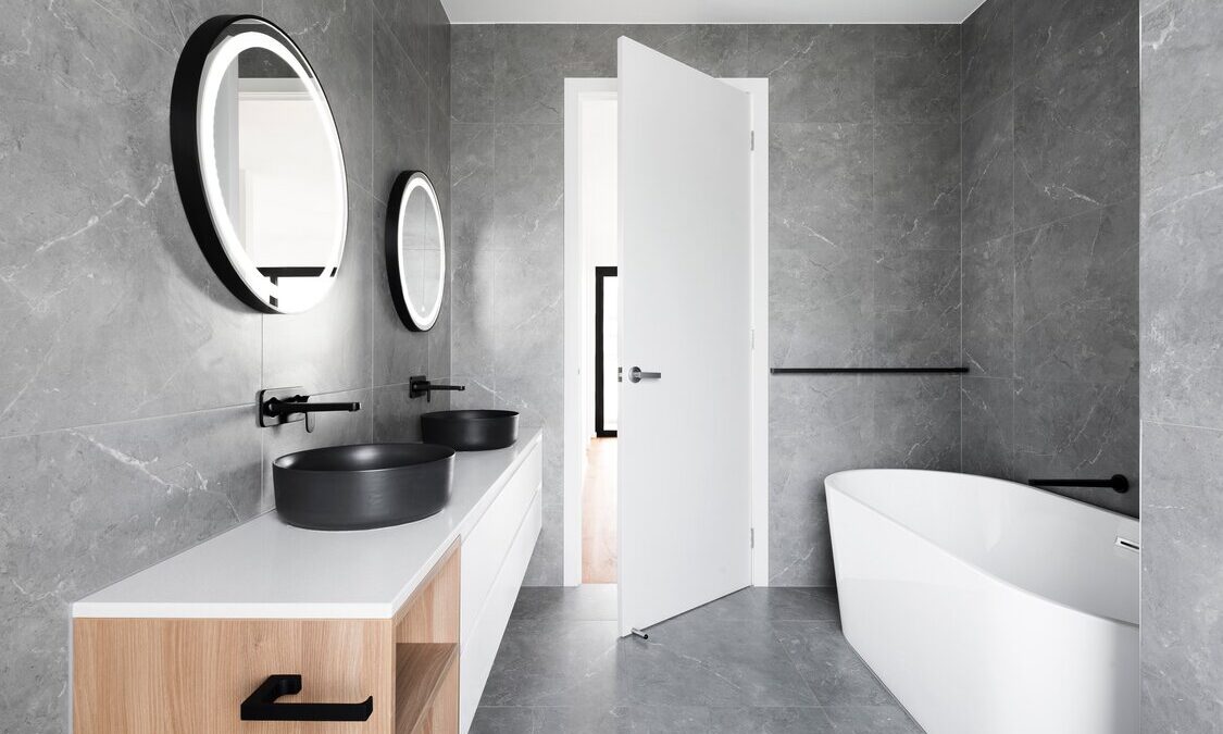 white and grey bathroom